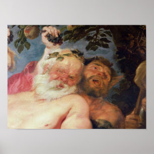 Drunken Silenus Supported by Satyrs, c.1620 Poster