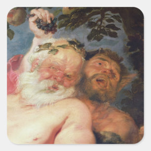 Drunken Silenus Supported by Satyrs, c.1620 Square Sticker