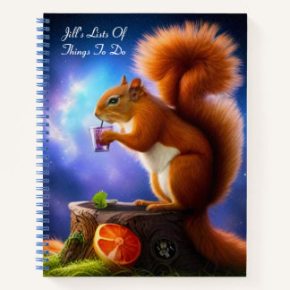 Drunken Squirrel,  Personalised, Spiral  Notebook