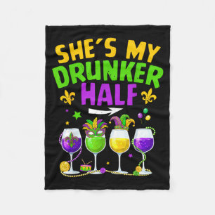 Drunker half for men women couple adults mardi fleece blanket