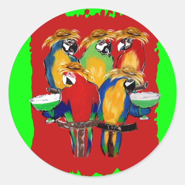 Drunkin Parrots Classic Round Sticker (Front)