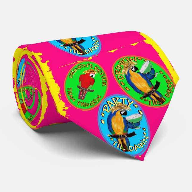 DRUNKIN PARROTS TIE (Rolled)