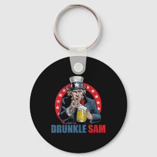 Drunkle Sam Funny 4th Of July Uncle Sam Usa Beer D Key Ring