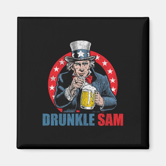 Drunkle Sam Funny 4th Of July Uncle Sam Usa Beer D Magnet (Front)