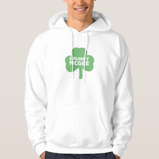 Drunky McGee St. Patrick's Day Clover Hoodie (Front)