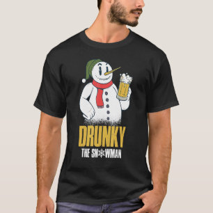 Drunky The Snowman Merry Drunk I'm Christmas Xmas T-Shirt
