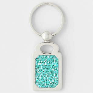 Druzy crystal - aquamarine blue key ring
