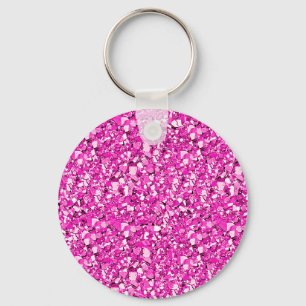 Druzy crystal - fuchsia pink key ring
