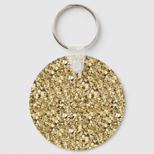 Druzy crystal - metallic gold key ring