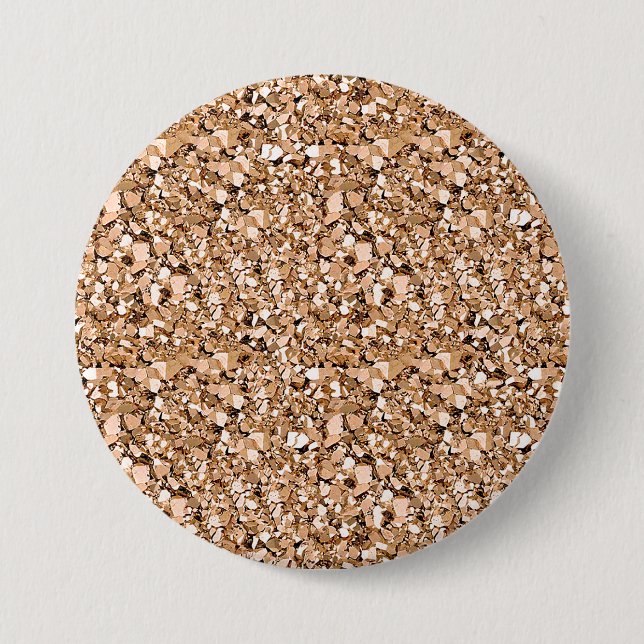 Druzy crystal - rose gold colour 7.5 cm round badge (Front)