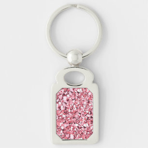 Druzy crystal - rose quartz pink key ring