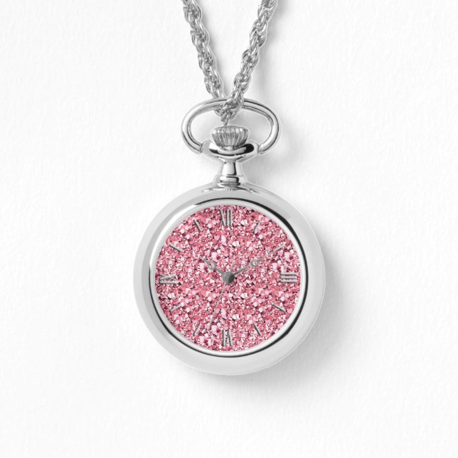 Druzy crystal - rose quartz pink watch (Front)