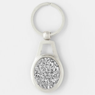 Druzy crystal - white gold colour key ring