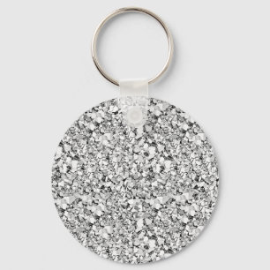 Druzy crystal - white gold colour key ring