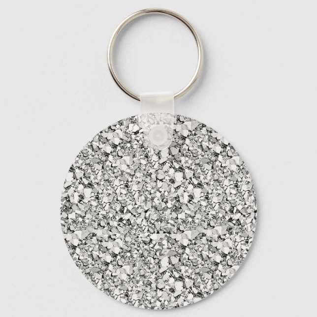 Druzy crystal - white gold colour key ring (Front)