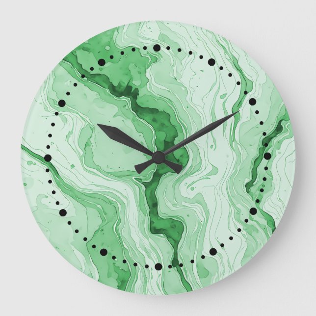Druzy Forest Green Agate Look  Large Clock (Front)