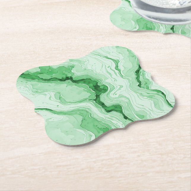 Druzy Forest Green Agate Look  Paper Coaster (Angled)