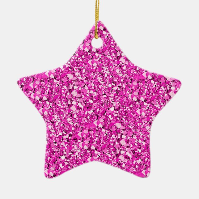 Druzy quartz crystals - fuchsia pink ceramic tree decoration (Front)