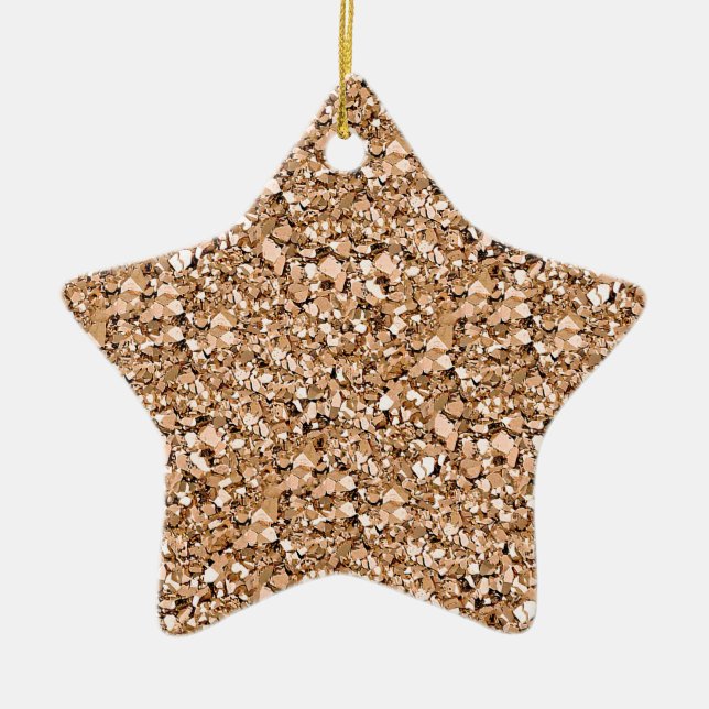 Druzy quartz crystals - rose gold colour ceramic tree decoration (Front)