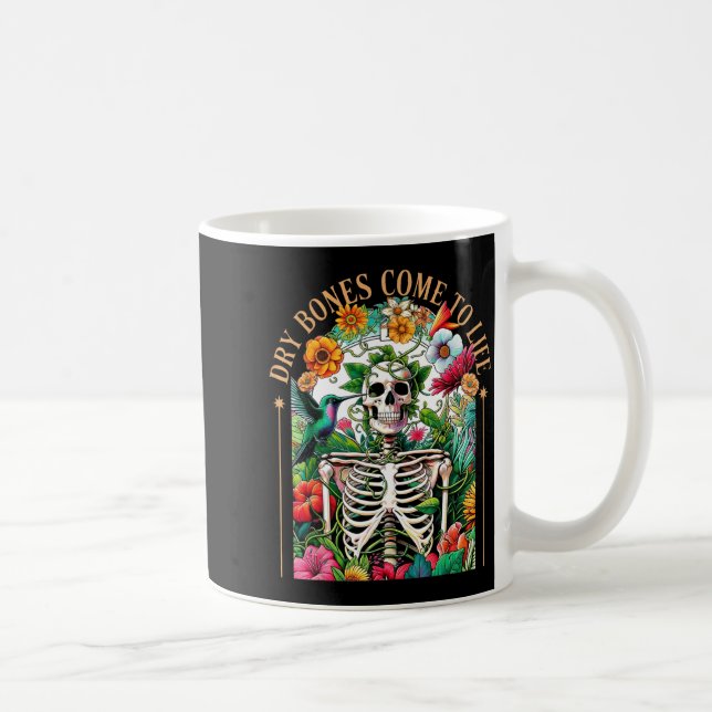 Dry Bones Come Alive Funny Skeleton Floral Christi Coffee Mug (Right)