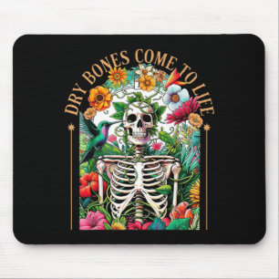 Dry Bones Come Alive Funny Skeleton Floral Christi Mouse Mat