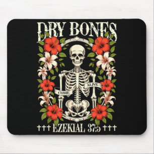 Dry Bones Come Alive Funny Skeleton Floral Christi Mouse Mat