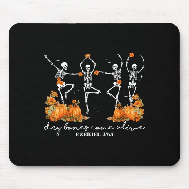 Dry Bones Come Alive Halloween Skeleton Dancing Ch Mouse Mat (Front)