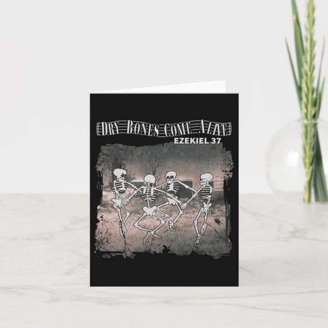 Dry Bones Come Alive Skeleton Dancing Halloween  Card (Front)