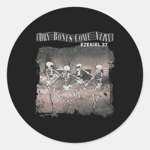 Dry Bones Come Alive Skeleton Dancing Halloween Classic Round Sticker
