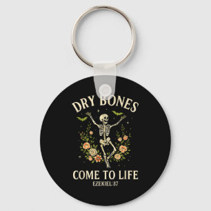 Dry Bones Come To Life Dancing Floral Skeleton Key Ring
