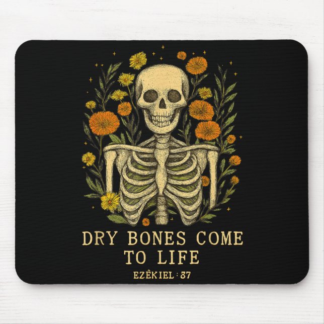 Dry Bones Come To Life Dancing Floral Skeleton  Mouse Mat (Front)