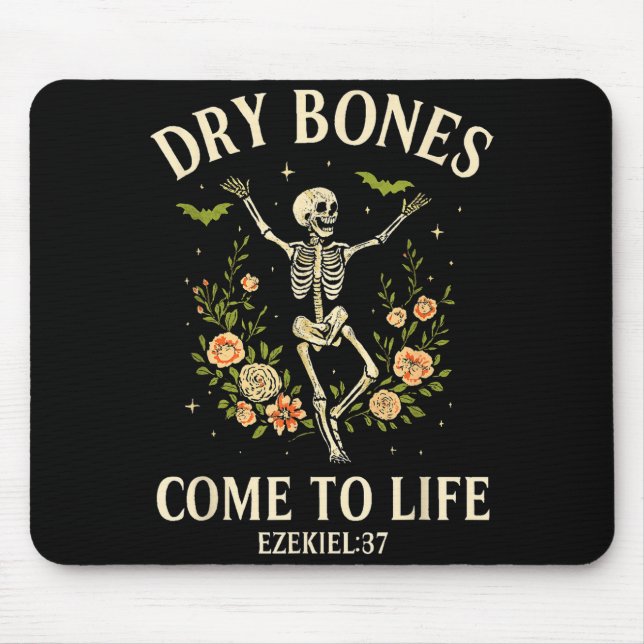 Dry Bones Come To Life Dancing Floral Skeleton  Mouse Mat (Front)