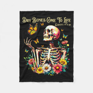 Dry bones come to life skeleton christian jesus fleece blanket