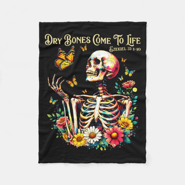 Dry bones come to life skeleton christian jesus fleece blanket (Front)