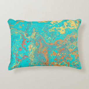 Dry brush painting marble gold artwork. Abstract f Decorative Cushion