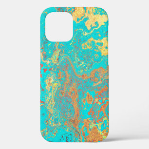 Dry brush painting marble gold artwork. Abstract f iPhone 12 Case