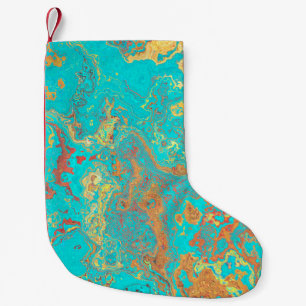 Dry brush painting marble gold artwork. Abstract f Small Christmas Stocking