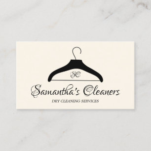 Dry Cleaners Monogram Ivory Cleaning Hanger Business Card
