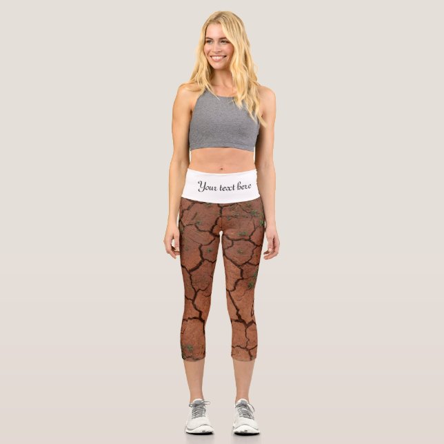 dry, cracked ground capri leggings (Front)