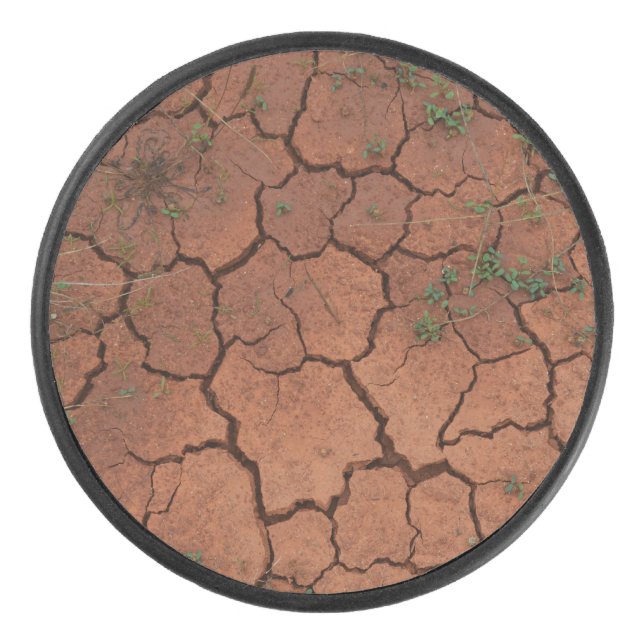 dry, cracked ground hockey puck (Front)