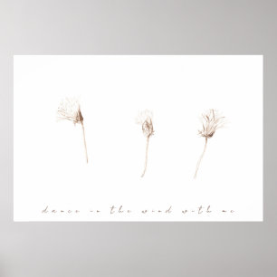Dry dandelions ink drawing poster