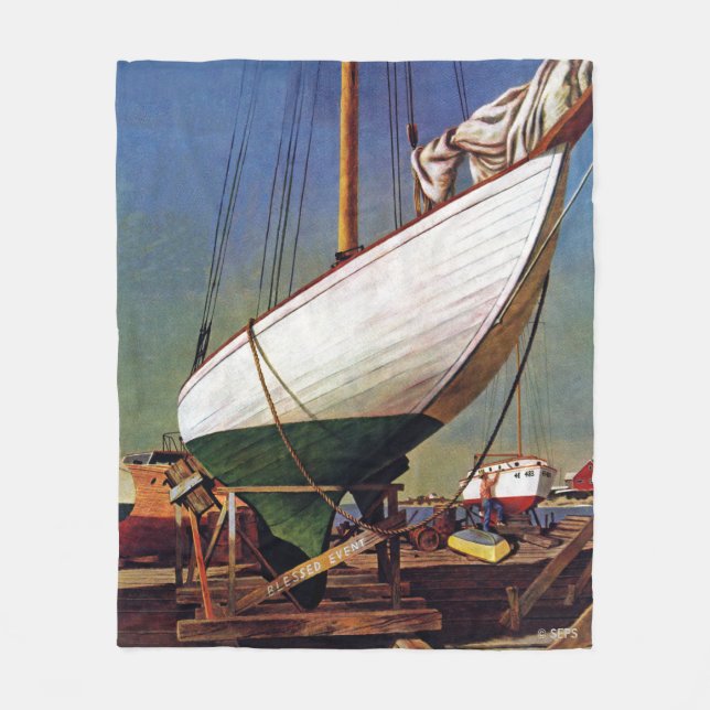Dry Dock by John Atherton Fleece Blanket (Front)