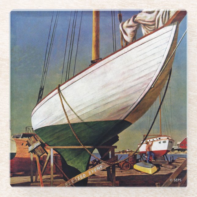 Dry Dock by John Atherton Glass Coaster (Front)