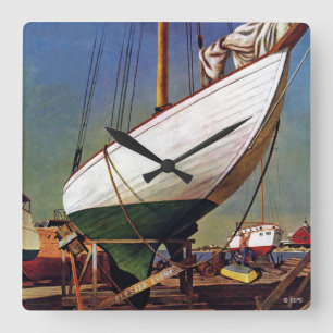 Dry Dock by John Atherton Square Wall Clock