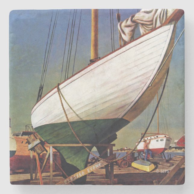 Dry Dock by John Atherton Stone Coaster (Front)