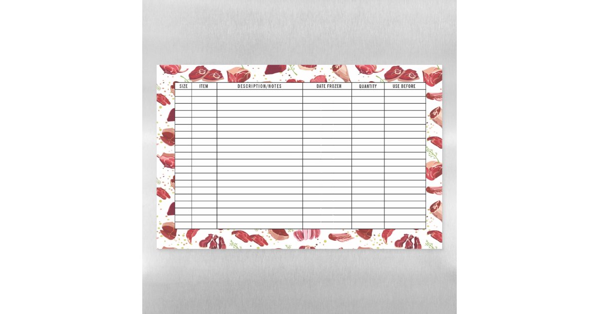 Dry Erase Freezer Inventory Fridge Sheet Zazzle