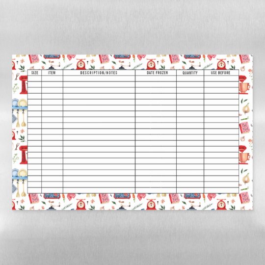 Dry Erase Freezer Inventory Fridge Sheet Zazzle.co.uk