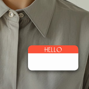 Dry Erase Reusable Customisable Hello Red Name Tag
