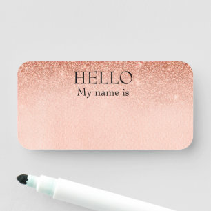 Dry Erase Reusable Customisable Rose Gold Hello Name Tag
