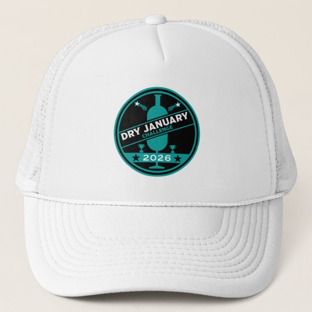 Dry January Challenge Encouragement Trucker Hat (Front)